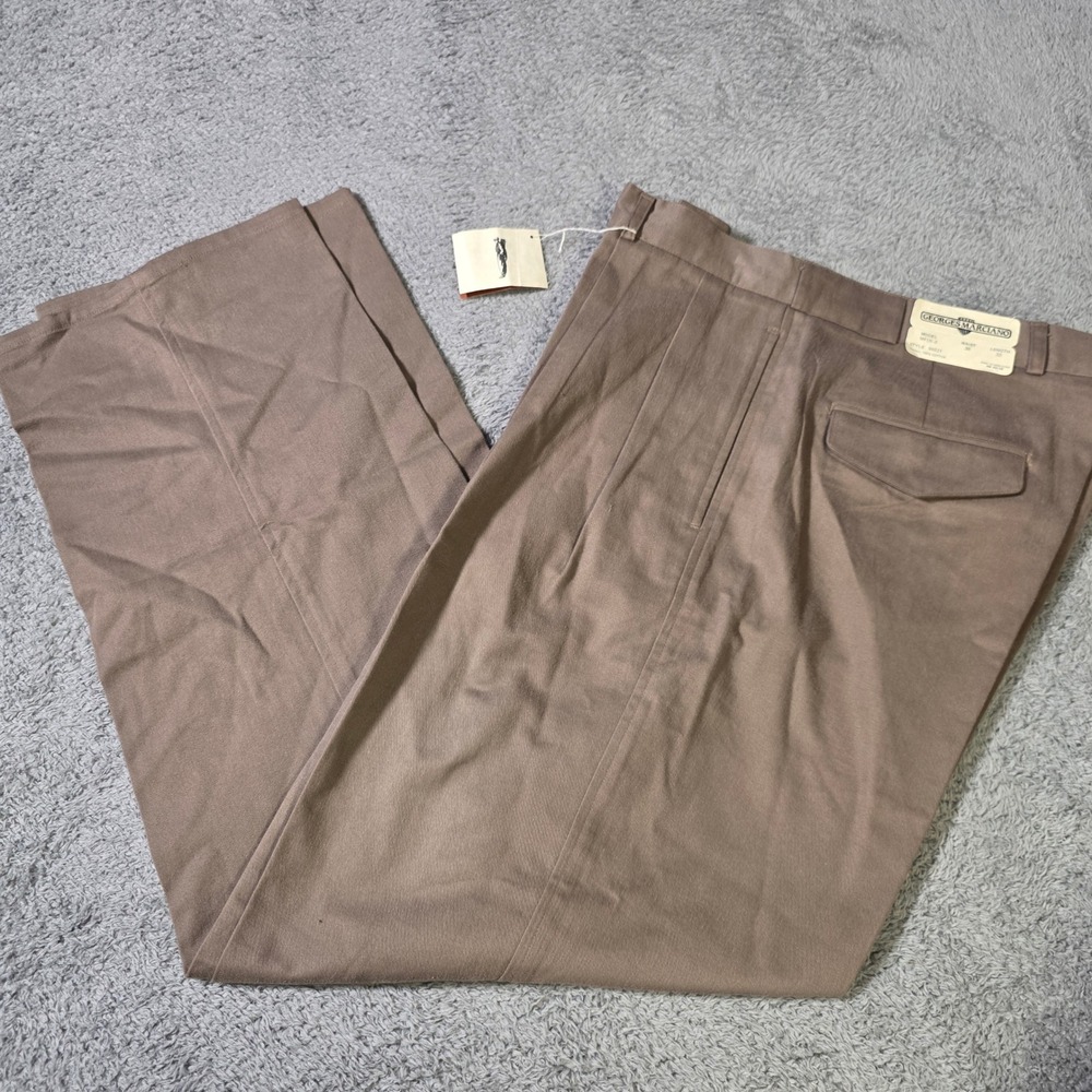 Georges Marciano Mens 36x32 Pleated Trousers Taupe Brown Cotton Vintage 90s NWT